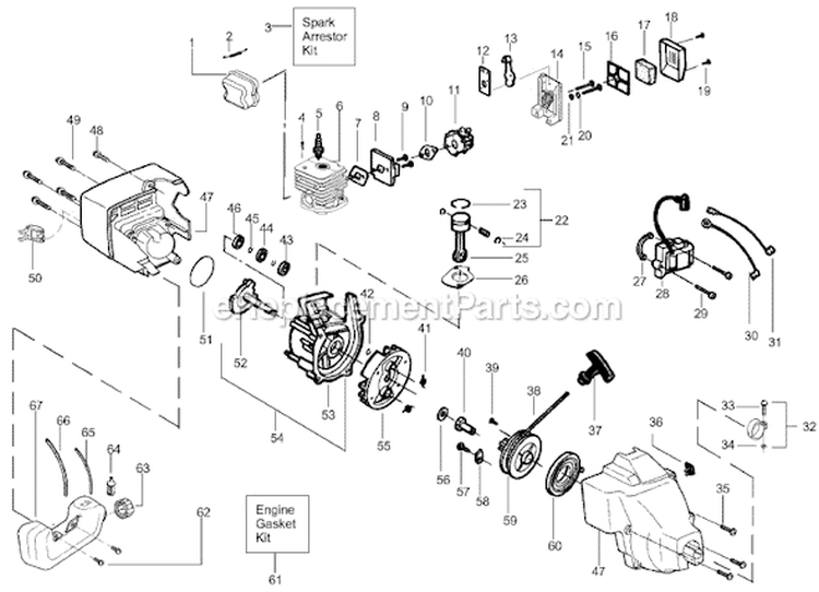 Page D Diagram and Parts List for FL21  Weed Eater Trimmer